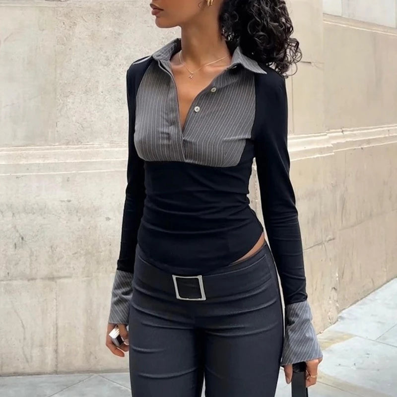 Polo-neck Crop Tops