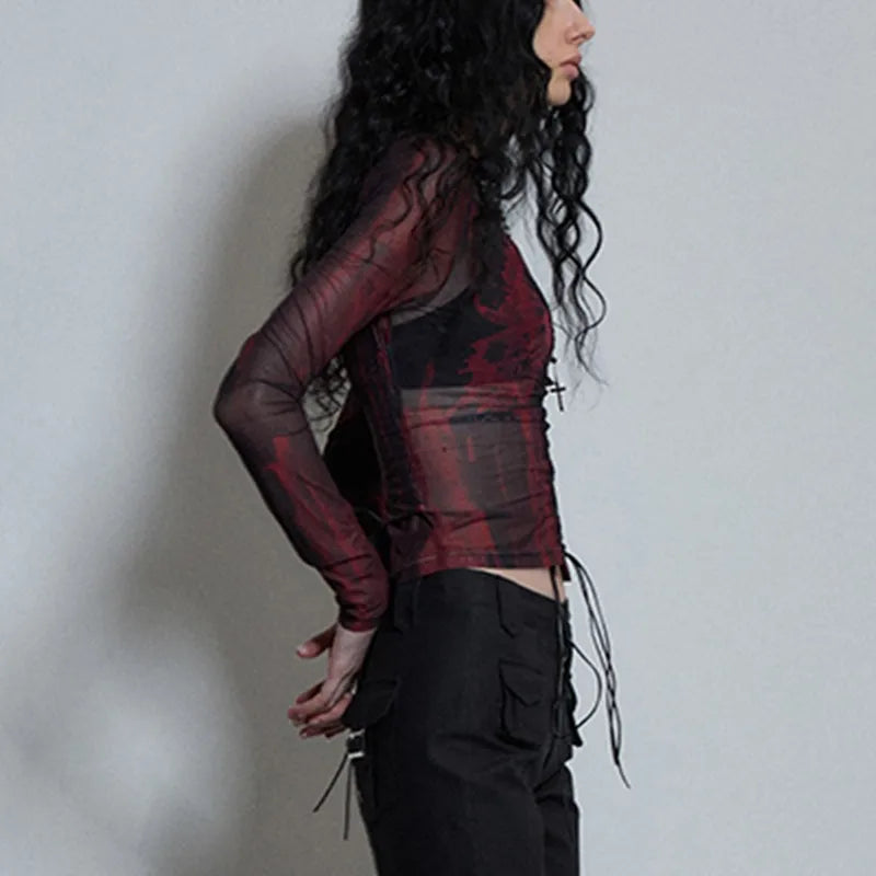 Y2k Bandage Tee Shirt Gothic Tops