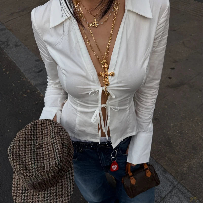 Y2K Tie Top Shirt