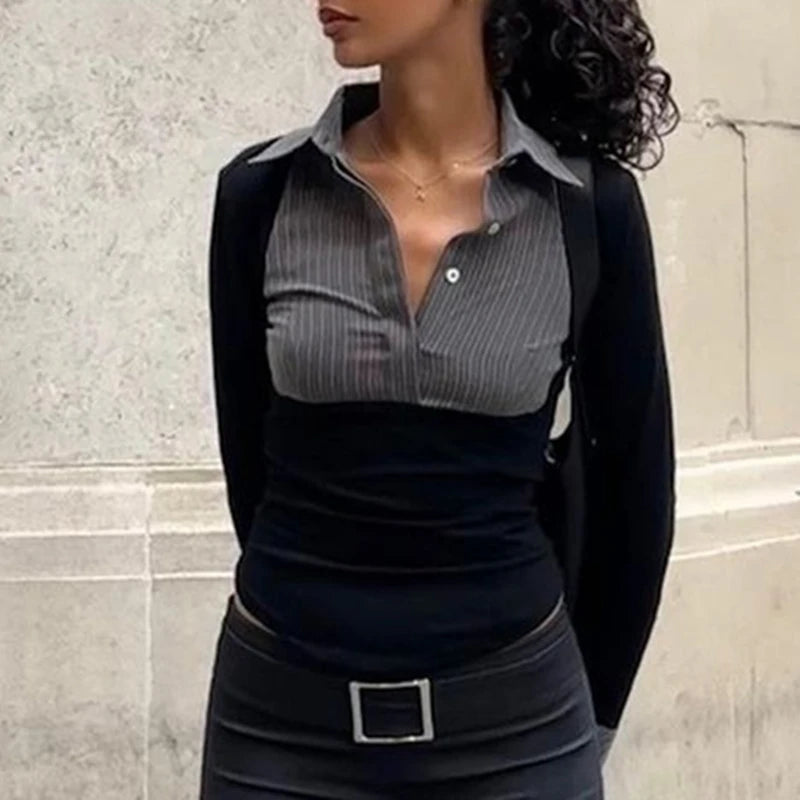 Polo-neck Crop Tops