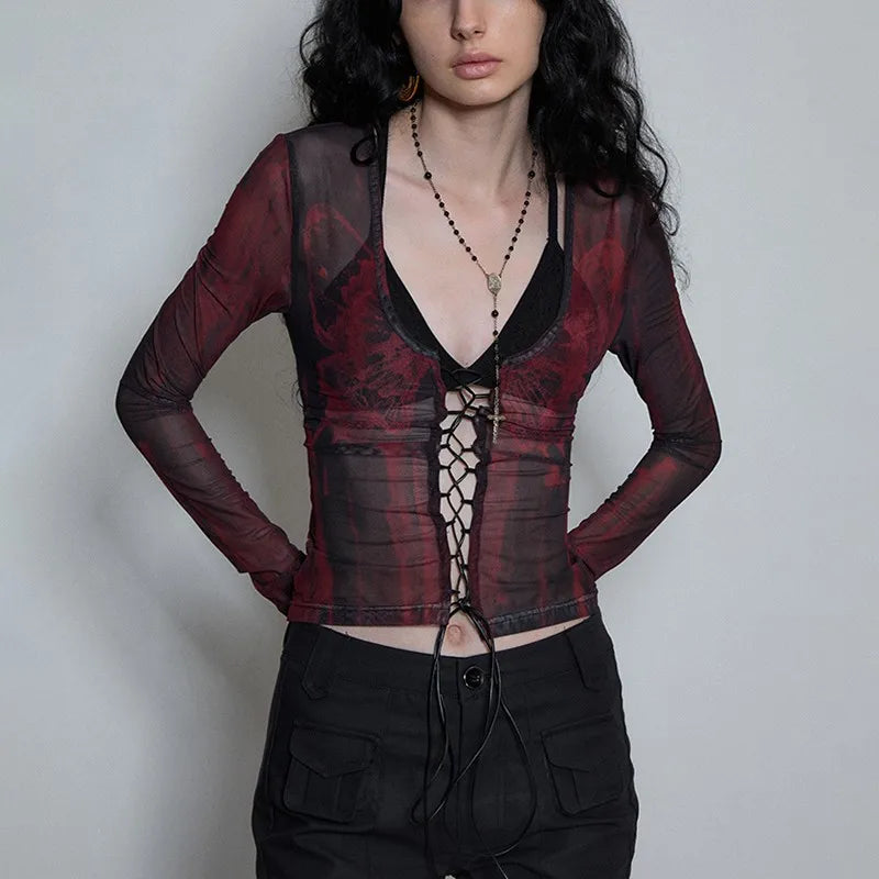 Y2k Bandage Tee Shirt Gothic Tops