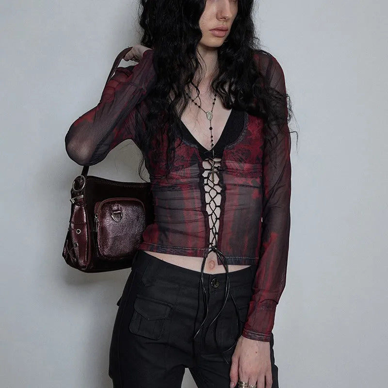 Y2k Bandage Tee Shirt Gothic Tops