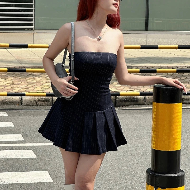 Dress Y2K Sleeveless Slash-neck