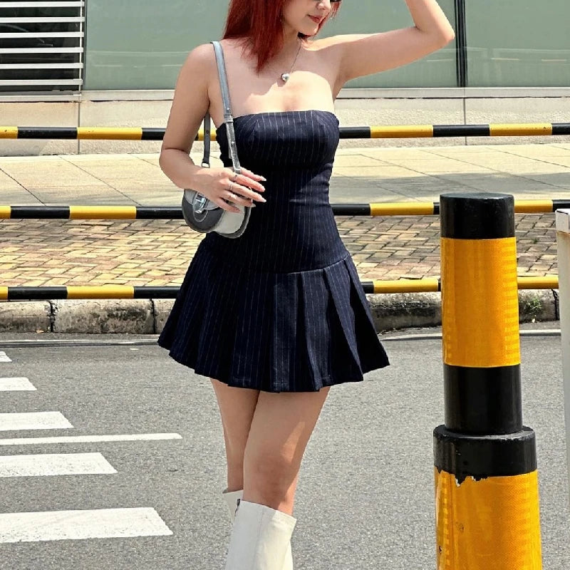 Dress Y2K Sleeveless Slash-neck
