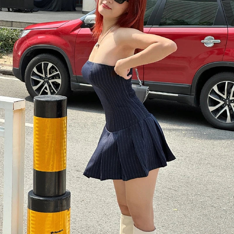 Dress Y2K Sleeveless Slash-neck