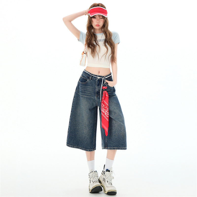 Y2K Cropped Baggy Leg Jean