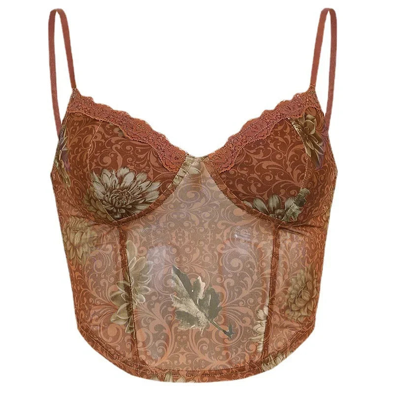 Up Satin Cami Top – Maple Brown