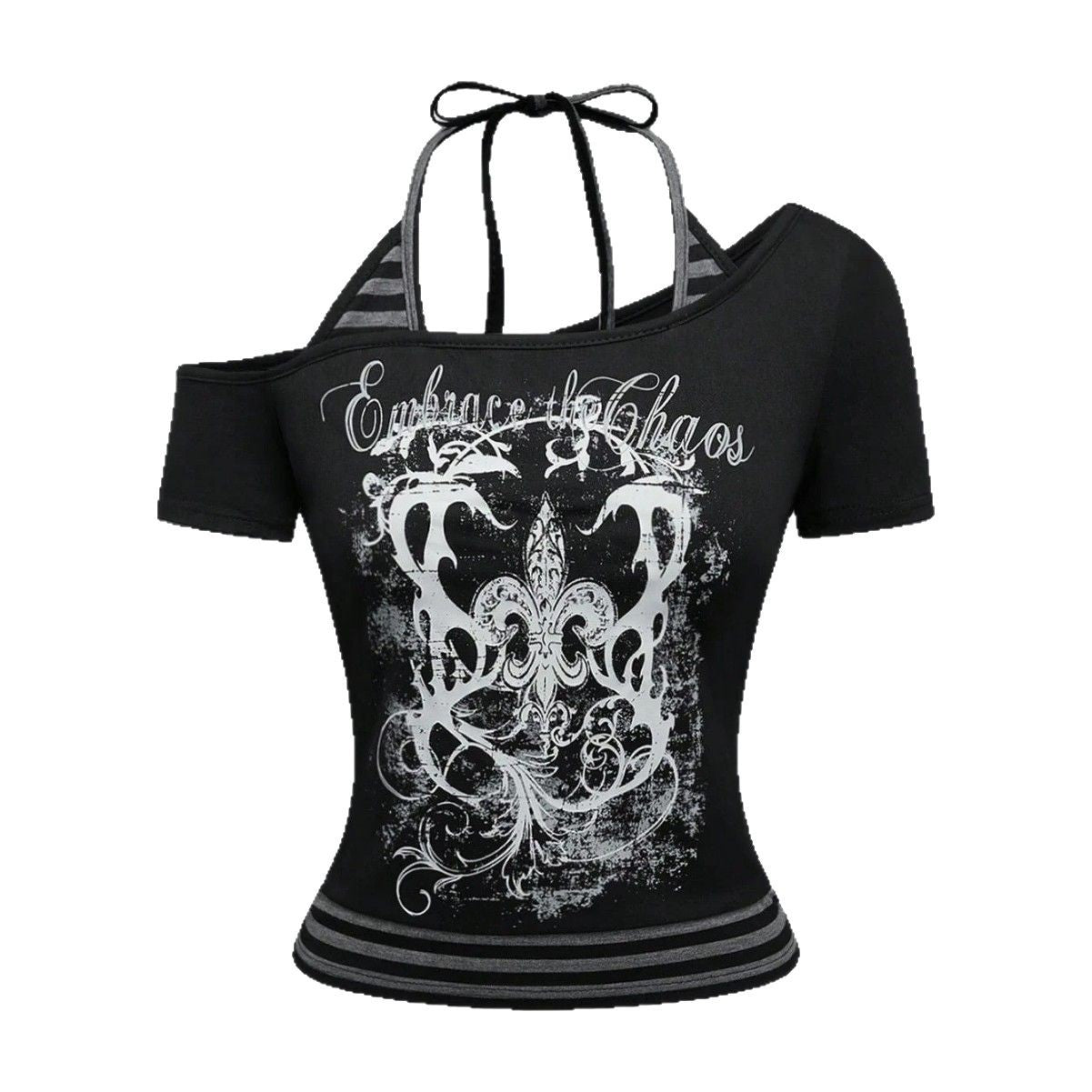 Y2K Gothic Off-Shoulder Black Top