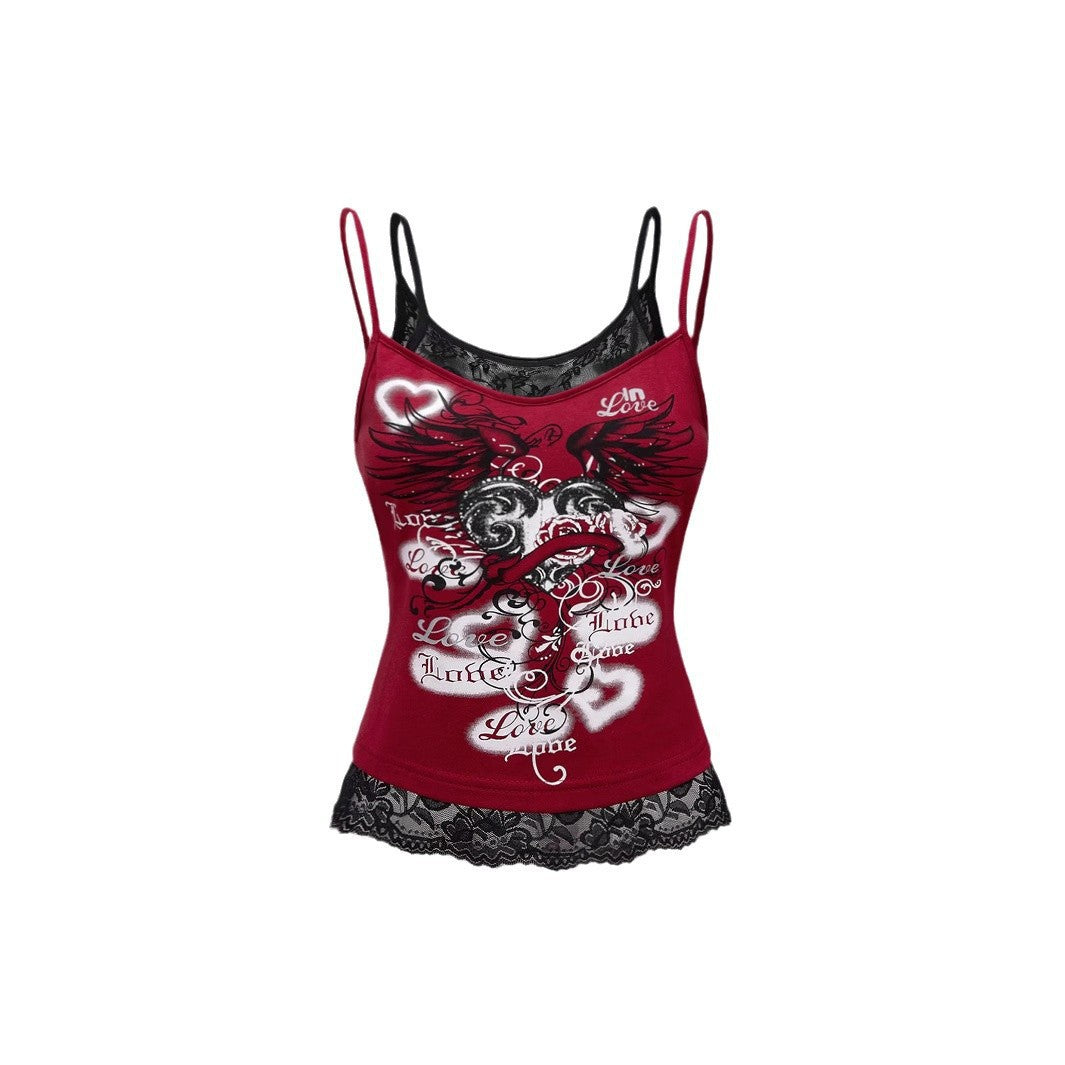 Y2K Skull Lace Tank Top