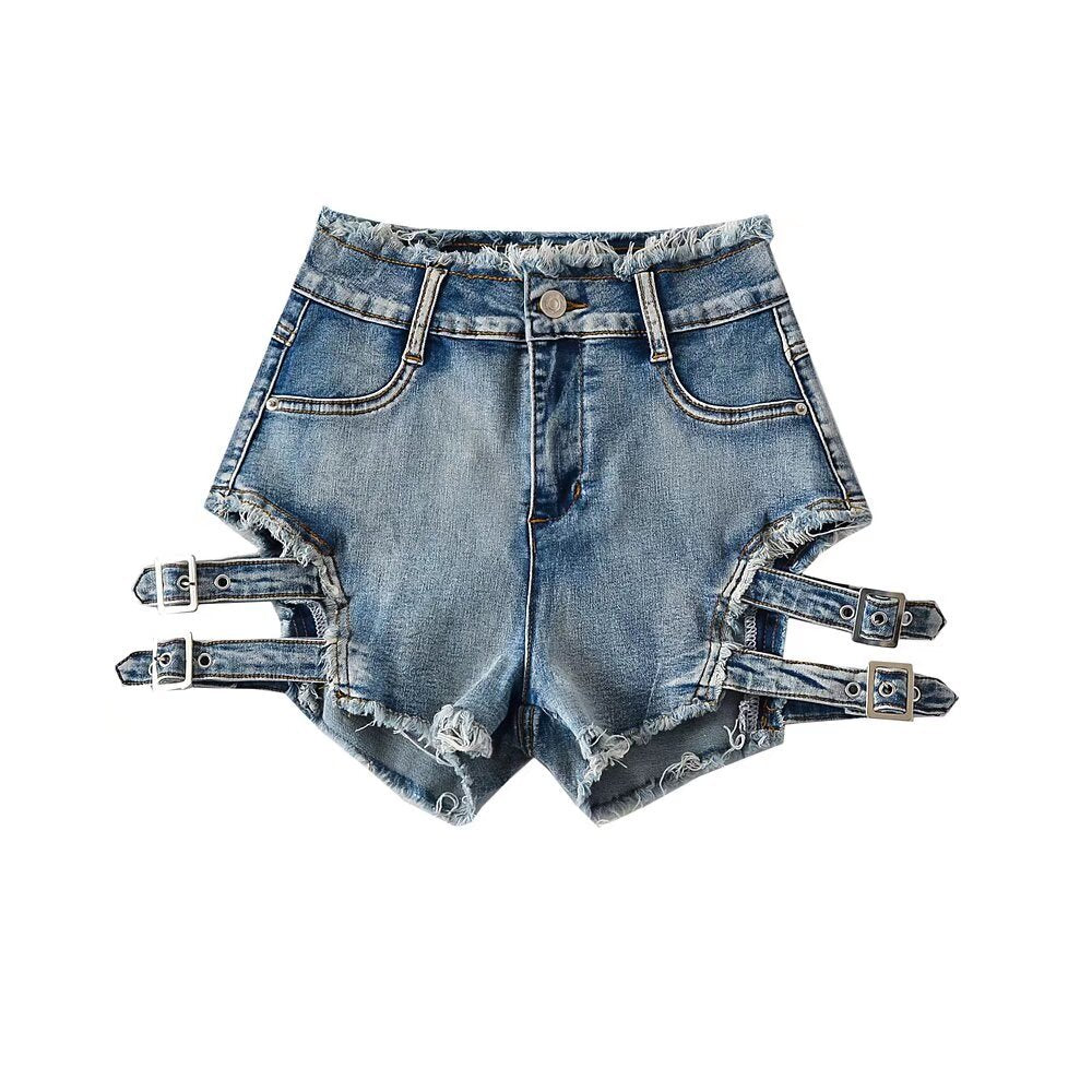 Y2K Cut-Out Denim Shorts