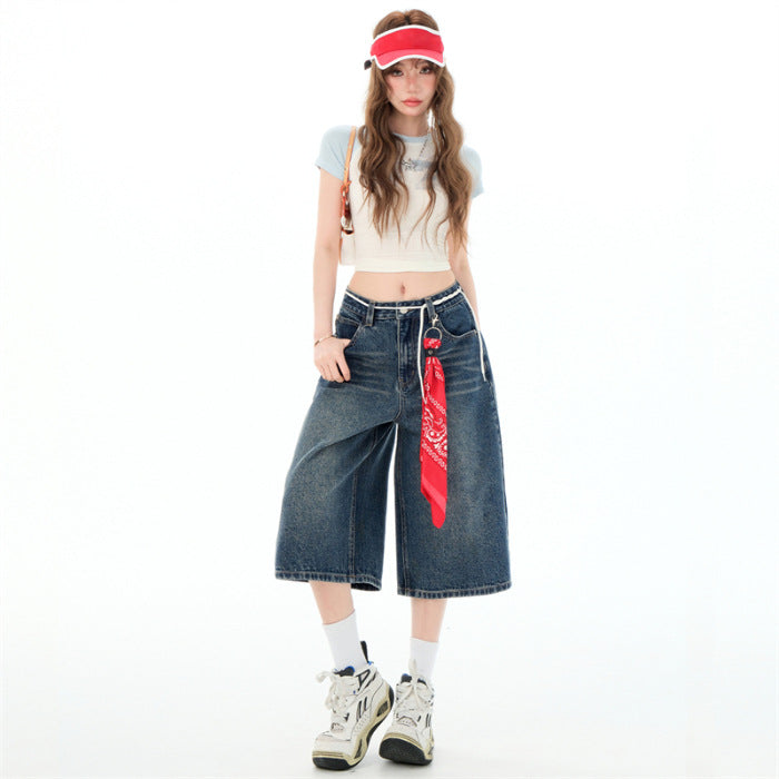 Y2K Cropped Baggy Leg Jean