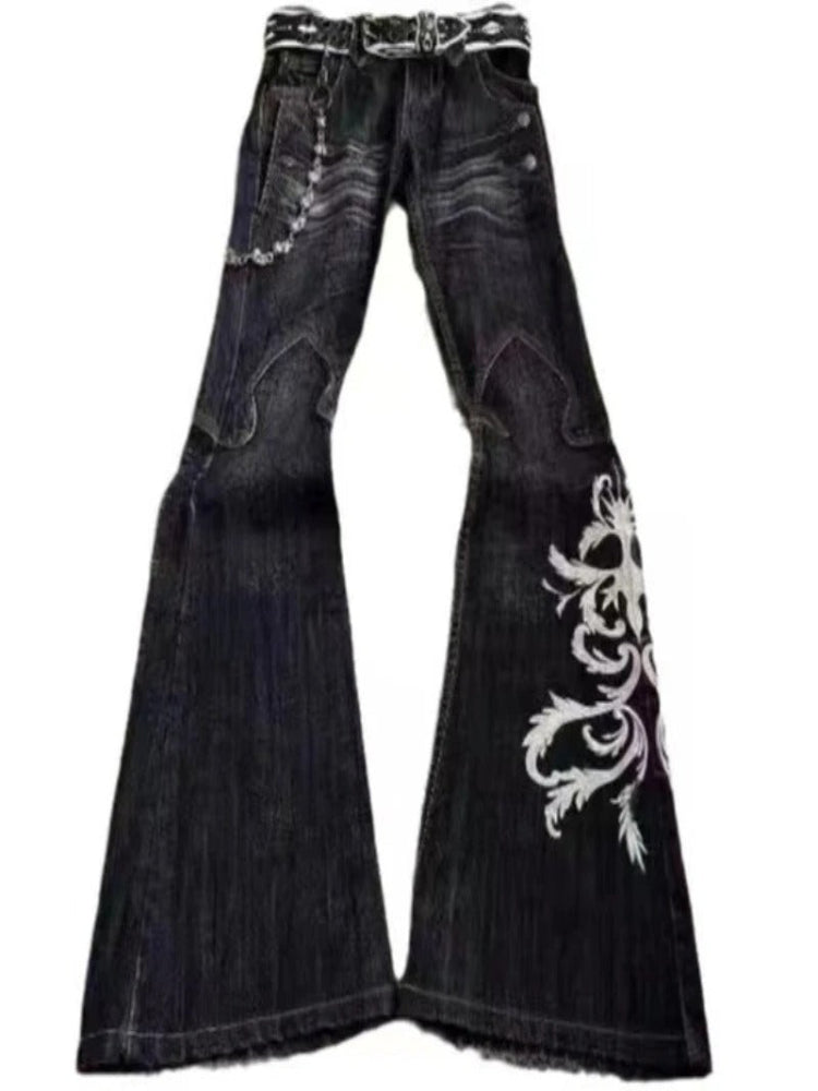 Vamp Vibe Y2K Flare Jeans– Gothic Chain
