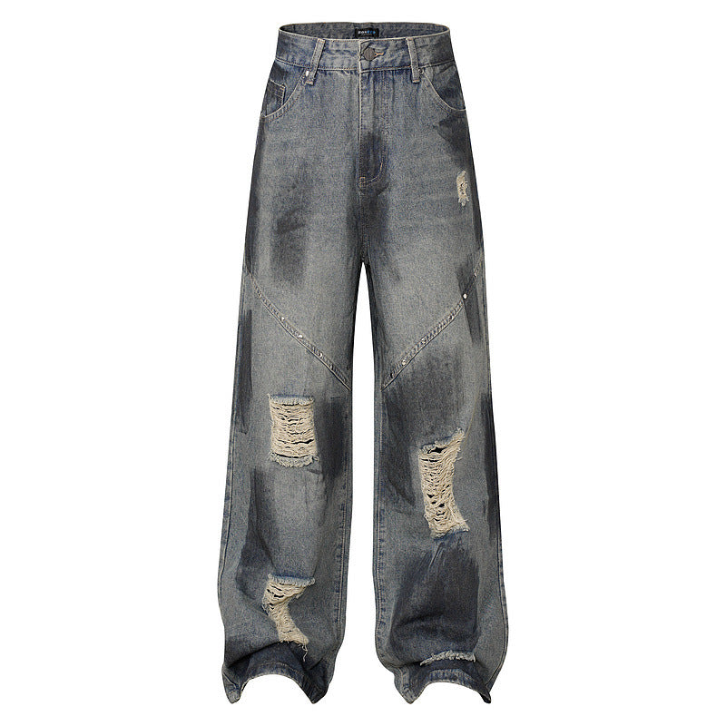 Vintage Tie-Dye Ripped Jeans