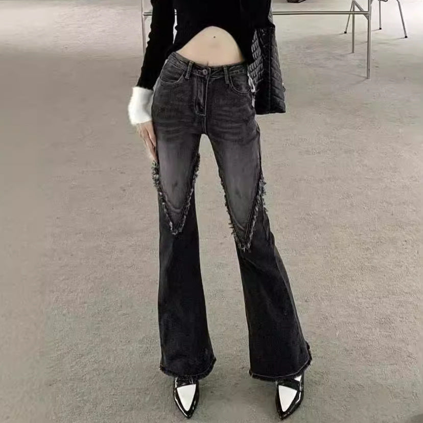 Black Gray Gradient Flare Jeans