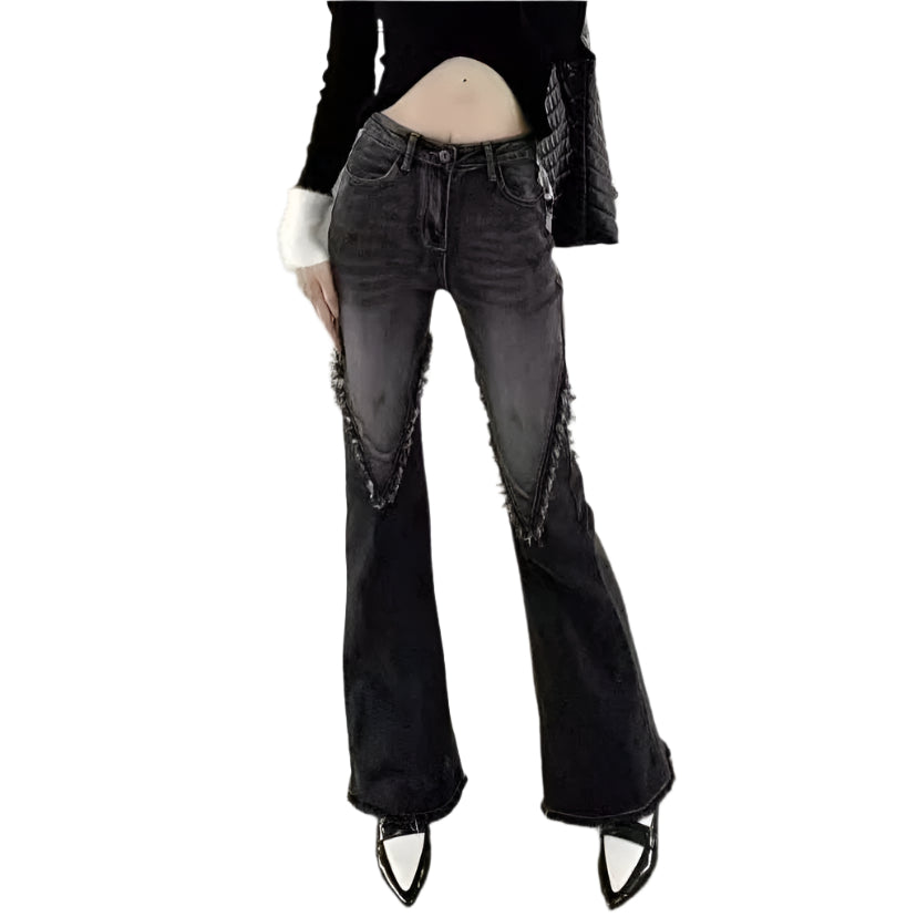 Black Gray Gradient Flare Jeans