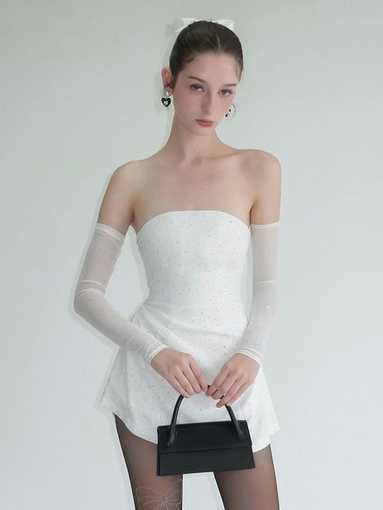 Sparkly Mesh Sleeve Mini Dress