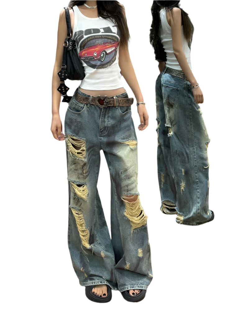 Grunge Baggy Jeans – Ripped Acid