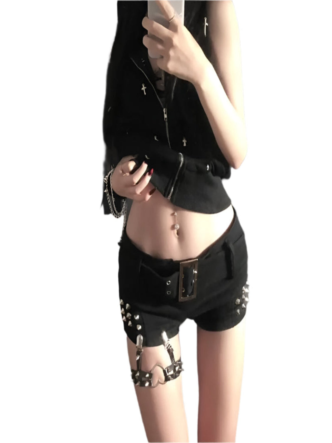 Gothic Buckle Strap Shorts