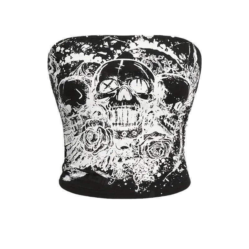 Grunge Skull Black Tube Top