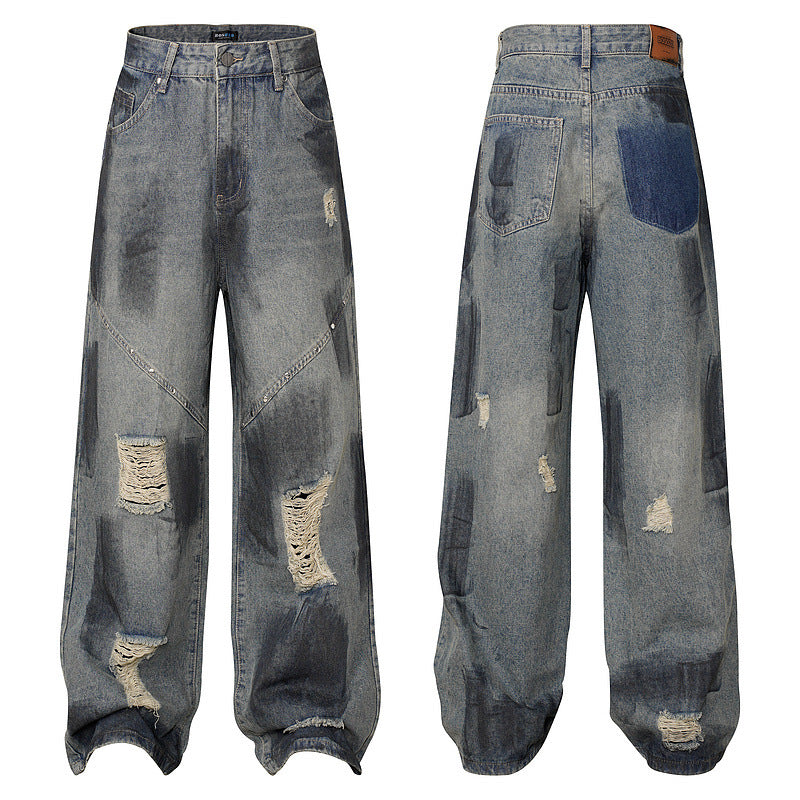 Vintage Tie-Dye Ripped Jeans