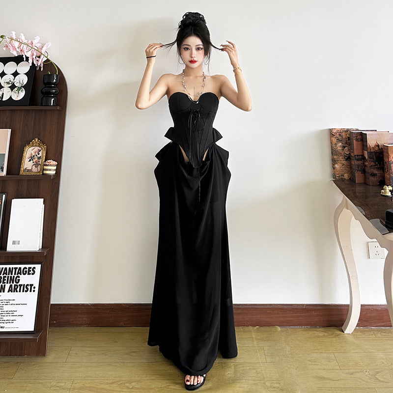 Strapless Slim-Fit Maxi Dress – Elegant Bow Detail