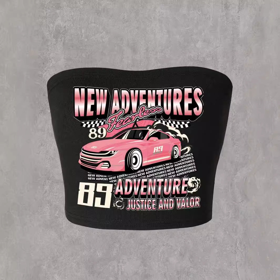 Pink Car Graphic Tube Top