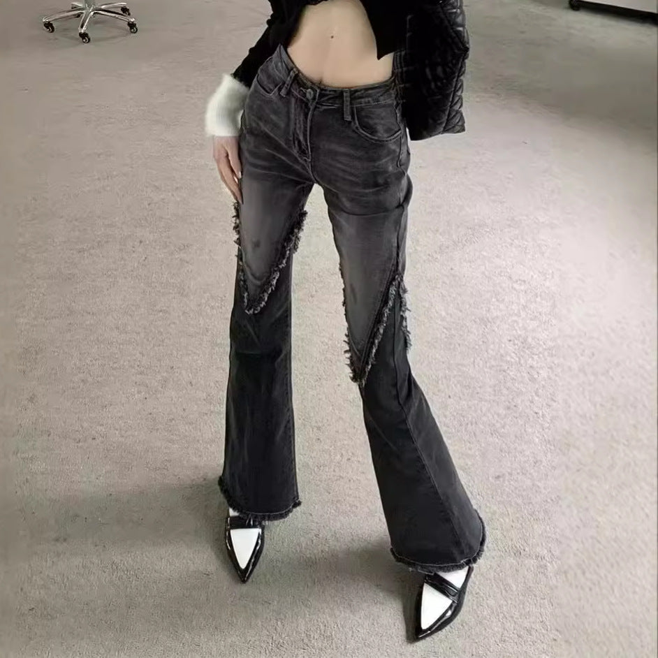 Black Gray Gradient Flare Jeans