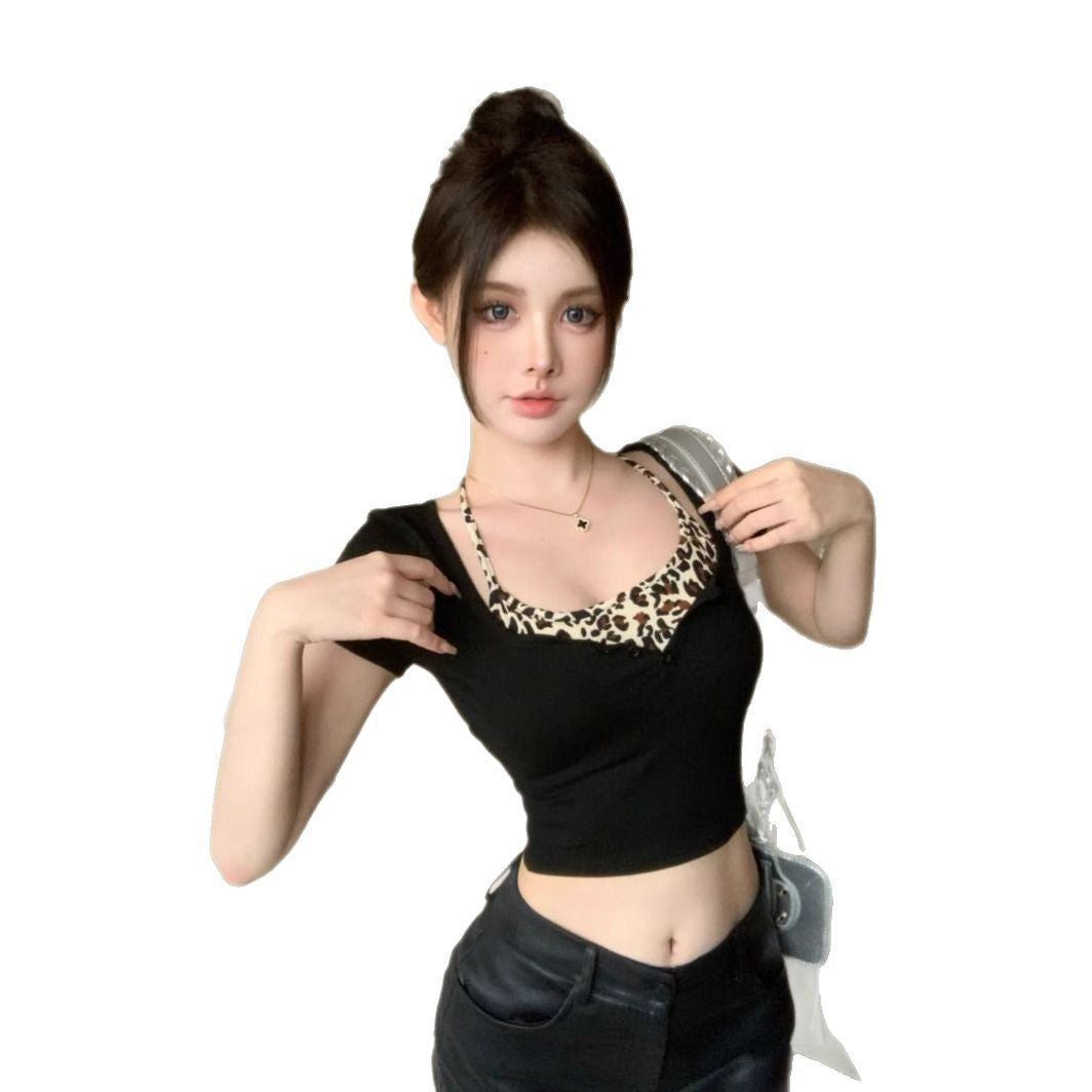 Y2K Leopard Print Set – Crop Top & Shorts