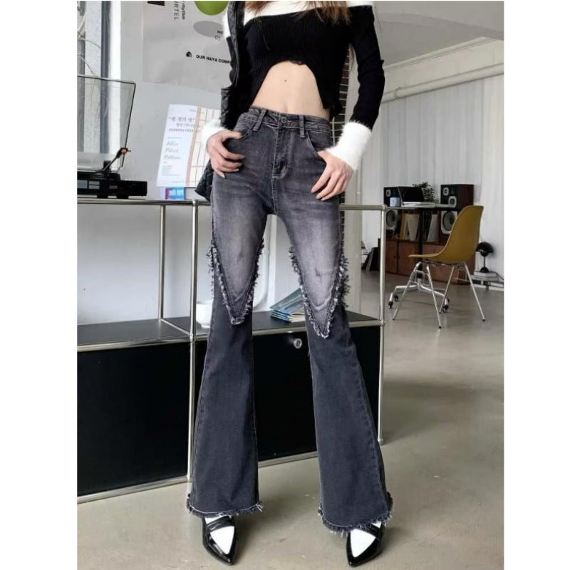 Black Gray Gradient Flare Jeans