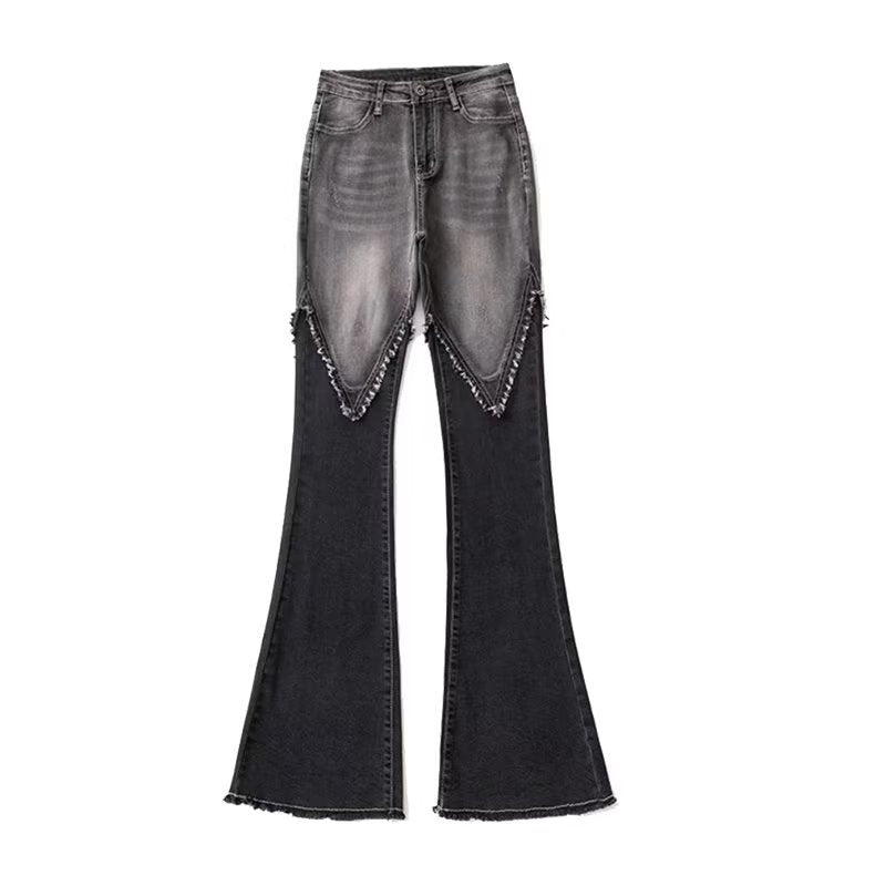 Black Gray Gradient Flare Jeans