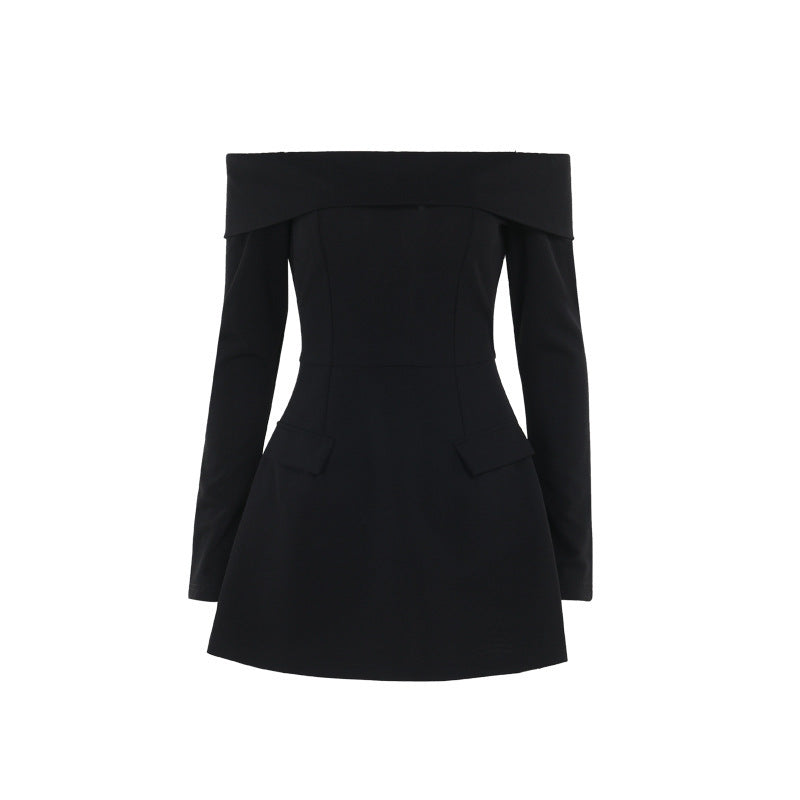 Slim-Fit Off-Shoulder Dress – Chic Autumn Look
