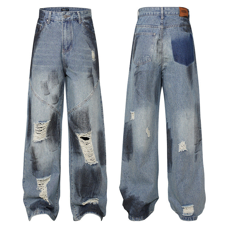 Vintage Tie-Dye Ripped Jeans