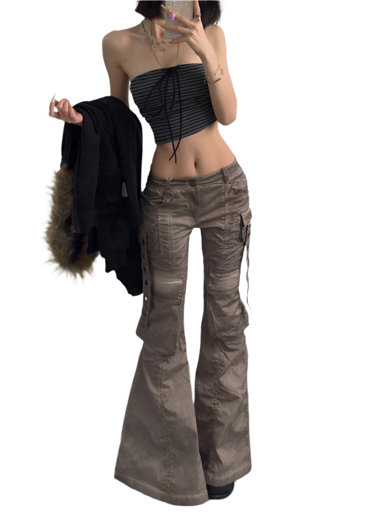Y2K Cargo Flare Pants