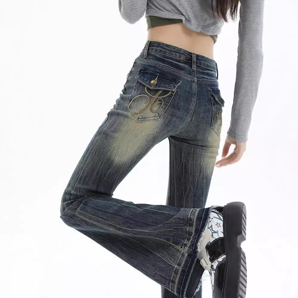 Low Waist Gradient Flare Jeans
