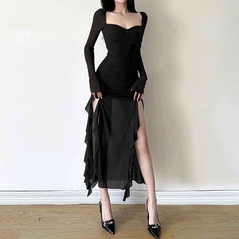 Elegant Mesh Ruffled Dress