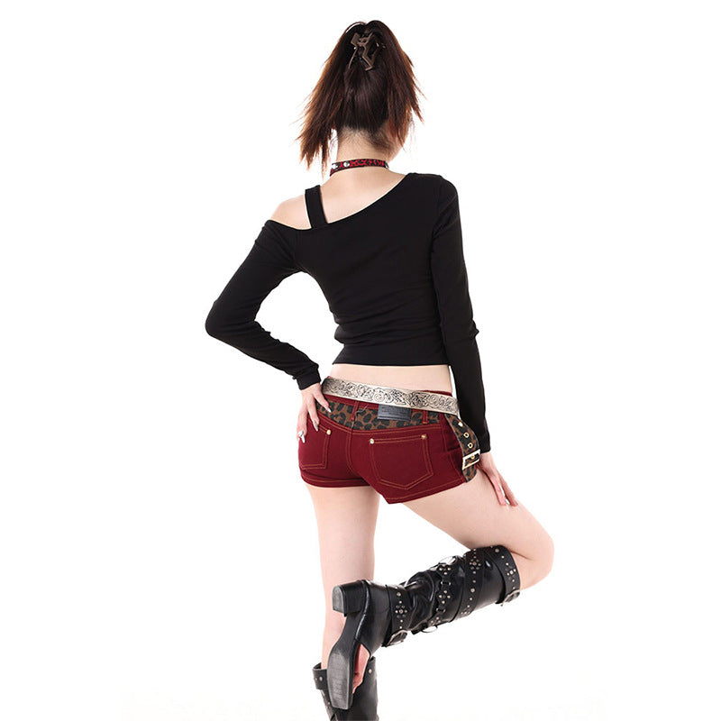 Gothic Rose Skull Lace Up Top
