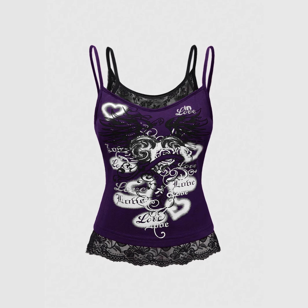 Y2K Skull Lace Tank Top