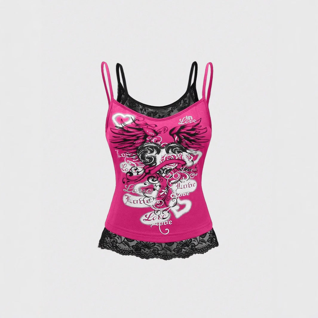 Y2K Skull Lace Tank Top