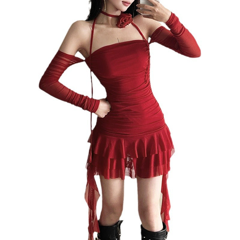 Edgy Ruched Mini Dress