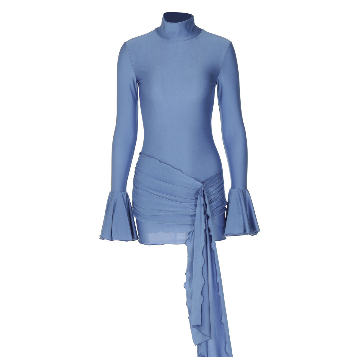 Elegant Ruched Turtleneck Dress – Classy & Bold