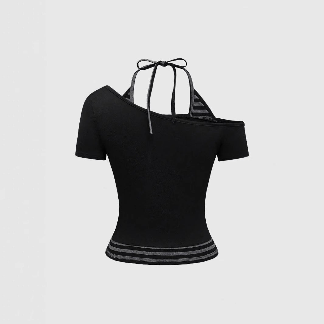 Y2K Gothic Off-Shoulder Black Top