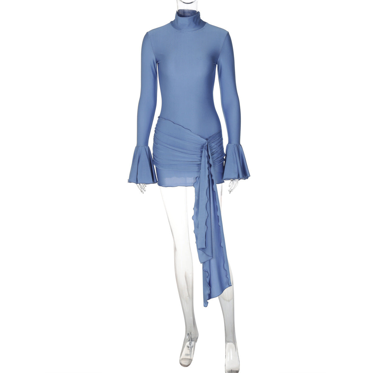 Elegant Ruched Turtleneck Dress – Classy & Bold