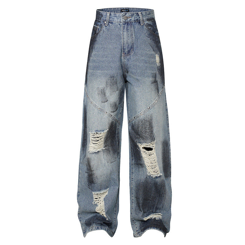Vintage Tie-Dye Ripped Jeans