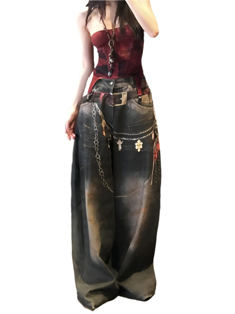 Grunge Washed Street Baggy Jeans