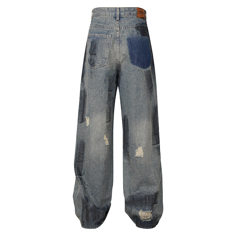 Vintage Tie-Dye Ripped Jeans