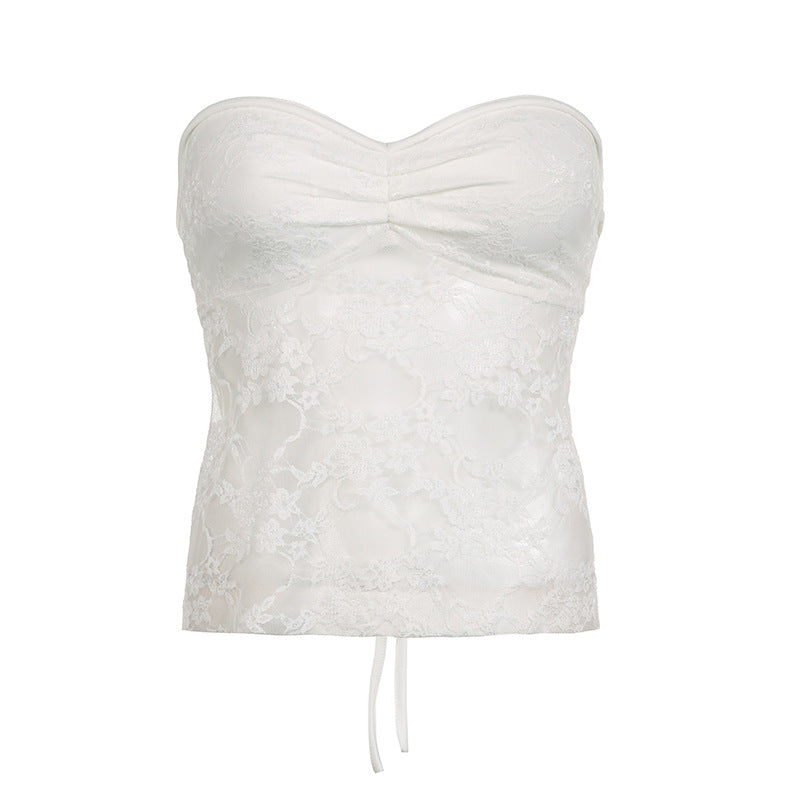 Sheer Lace Tube Top – Y2K Pastel