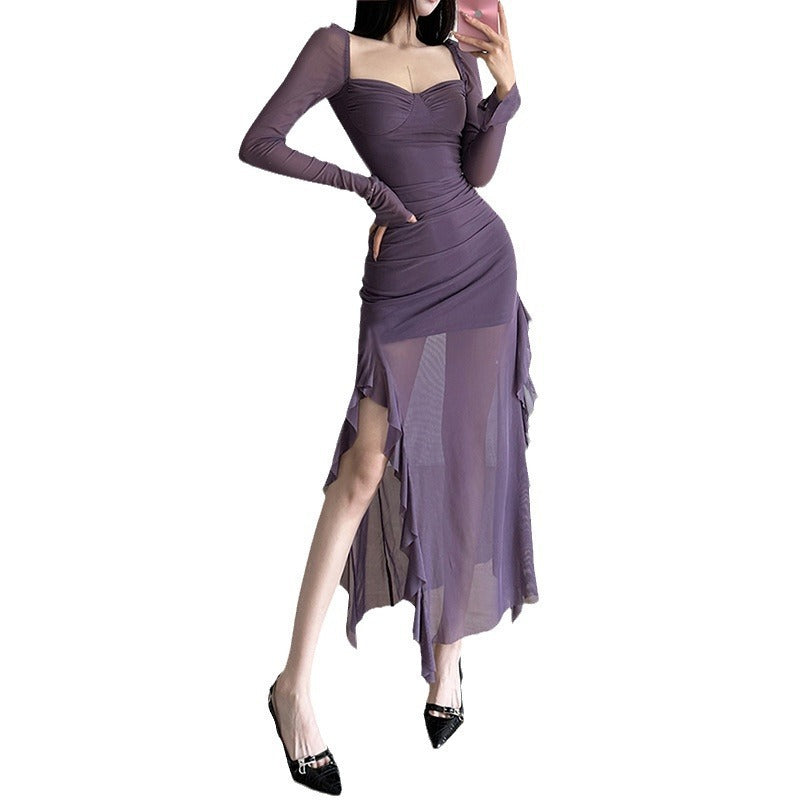 Elegant Mesh Ruffled Dress