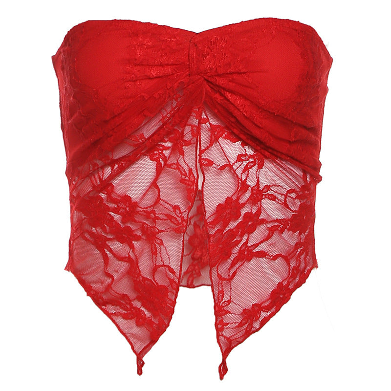 Y2K Strapless Lace Top