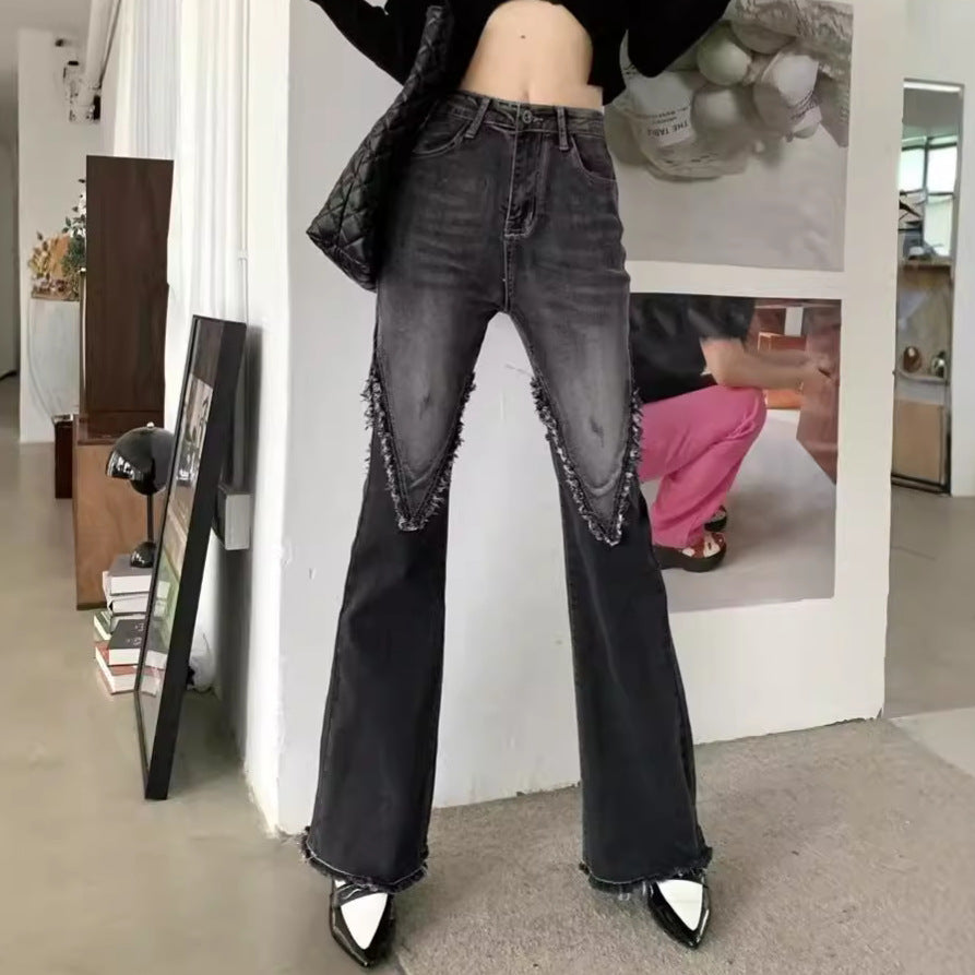 Black Gray Gradient Flare Jeans