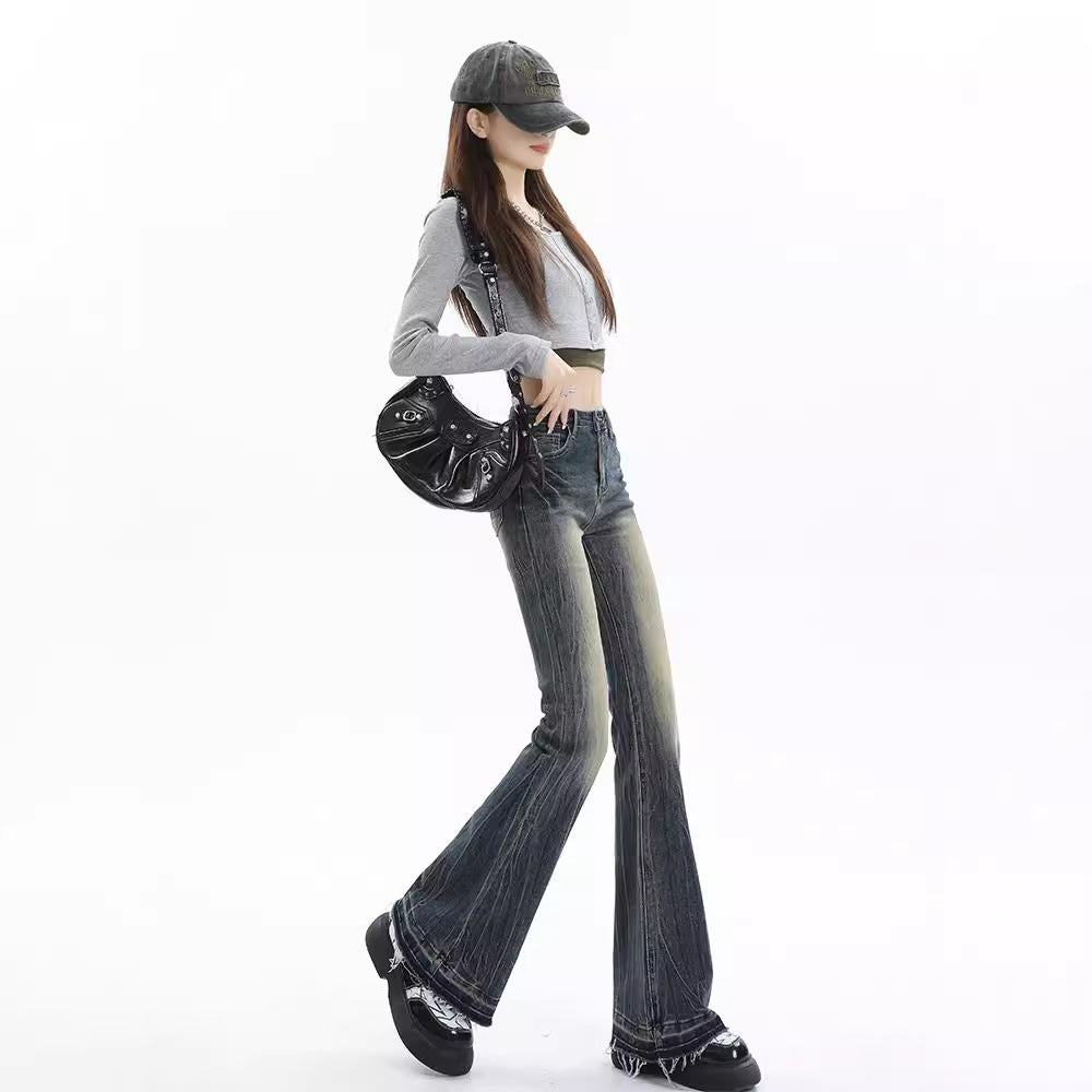 Low Waist Gradient Flare Jeans